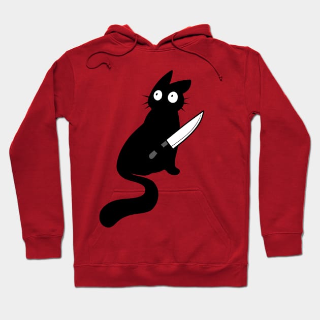 Vaguely threatening cat with a knife. Hoodie by TheMightyQ